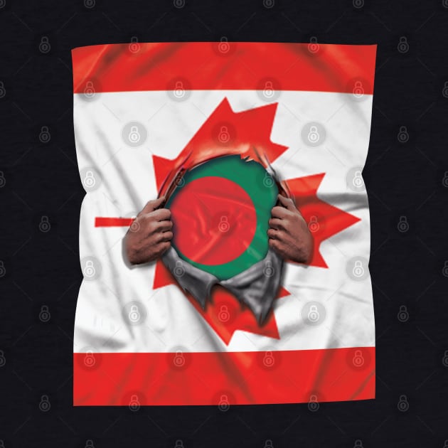 Bangladesh Flag Canadian Flag Ripped Open - Gift for Bengali From Bangladesh by Country Flags